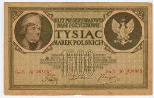 1000 marks polonais 1919 - Ser. C 204065 - 6 chiffres