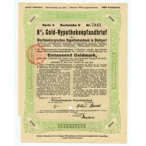 Stuttgart - 1000, 2000, 5000 Goldmark 1926- Satz von 3 Stück