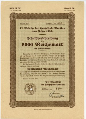 Wrocław/Breslau - 5000 Reichsmark 1926