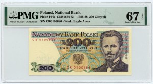 200 złotych 1986 - seria CR - PMG 67 EPQ