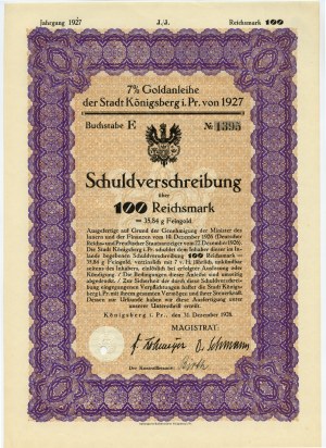 Königsberg - 100 říšských marek 1926