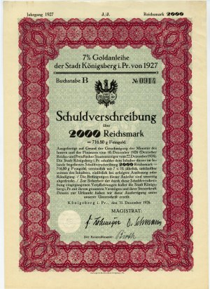 Königsberg - 2000 říšských marek 1926