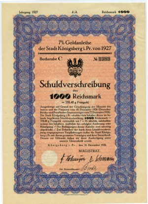Königsberg - 1000 říšských marek 1926