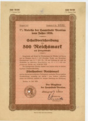 Breslau/Breslau - 500 Reichsmark 1926