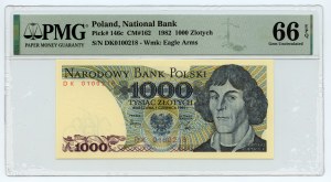 1000 złotych 1982 - seria DK - PMG 66 EPQ