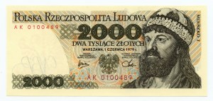 2000 zlotých 1979 - séria AK 0100489