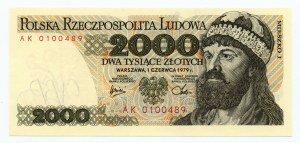 2000 zloty 1979 - AK series 0100489