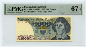 1000 złotych 1982- seria DK - PMG 67 EPG