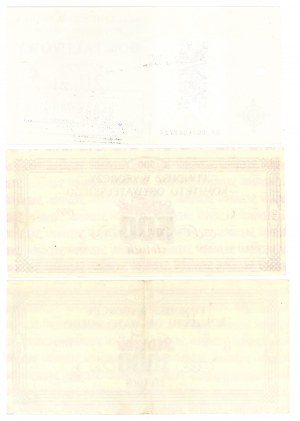 Fundusz Wyborczy Komitetu Obywatelskiego - 500 złotych 1989 - zestaw 2 bonów oraz Bon paliwowy o wartości 20 złotych
