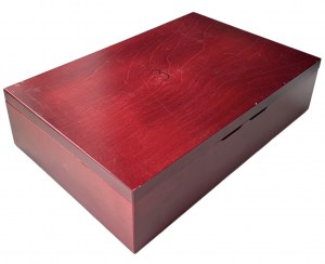 Wooden box for coins, banknotes