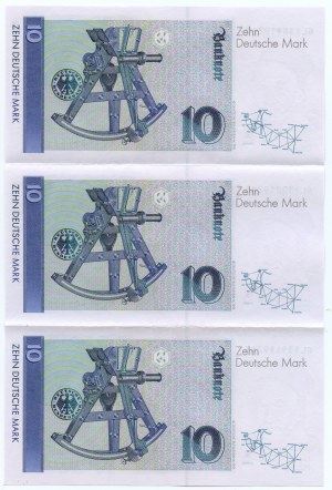 GERMANY - 10 marks 1993 - uncut 3 pieces
