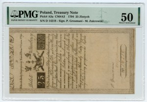 25 zlotých 1794 - séria D - PMG 50