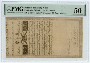 25 zloty 1794 - Série D - PMG 50