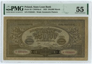 250 000 marks polonais 1923 - Série F - PMG 55