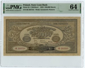 250 000 marks polonais 1923 - série BC - PMG 64