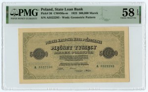 500,000 Polish marks 1923 - series A - PMG 58 EPQ