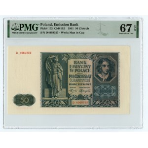50 złotych 1941 - seria D - PMG 67 EPQ
