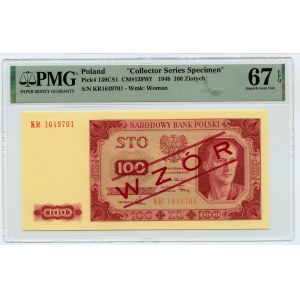 100 złotych 1948 - seria KR - WZÓR - PMG 67 EPQ