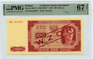 100 zlotých 1948 - séria KR - MODEL - PMG 67 EPQ