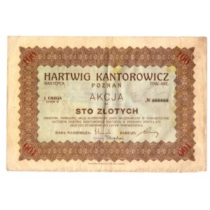 Hartwig Kantorowicz Poznań, action for 100 gold Em. I - interesting numbering 000060