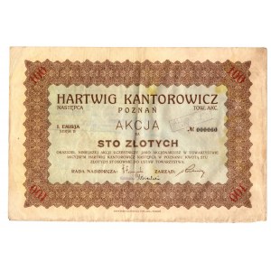 Hartwig Kantorowicz Poznań, akcja na 100 złotych - ciekawa numeracja 000060