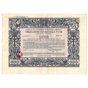 Municipal bond in gold 7% BGK 1,000 French francs 1930