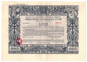 Obbligazione comunale in oro 7 % BGK 1.000 franchi francesi 1930