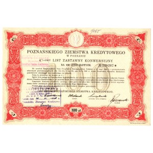 Poznańskie Ziemstwo Kredytowe, obbligazione ipotecaria di conversione del 4 %, 100 zloty 01.07.1925