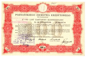 Poznańskie Ziemstwo Kredytowe, obligation hypothécaire de conversion à 4 %, 100 zloty 01.07.1925