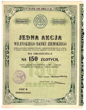 Vilniuská pozemková banka, 1937, Em. 1 - 150 zlotých