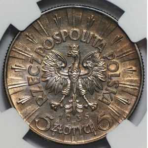 5 zloty 1935 - Józef Piłsudski - NGC UNC Dettagli Puliti