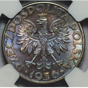 2 Zlato 1936 - Plachetnica - NGC UNC Detaily OBV Vyčistené