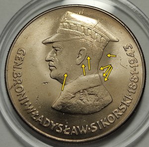 50 złotych 1981 - Władysław Sikorski - DOUBLE DIE destrukt