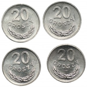 20 haléřů 1985 - Sada 4 mincí ze sáčku