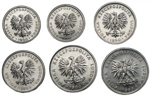 1, 2 and 5 zloty (1989-1990) Set of 6 coins