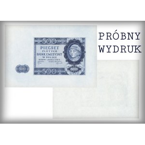 DRUK PRÓBNY falsyfikatu londyńskiego 500 zł 1940 - tylko staloryt awersu