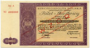 Treasury Ticket of the Ministry of Treasury of the Republic of Poland, Issue III- 03.01.1947, 100,000 zloty MODEL