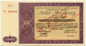Billet du ministère du Trésor de la République de Pologne, émission III - 03.01.1947, 100.000 zlotys MODÈLE