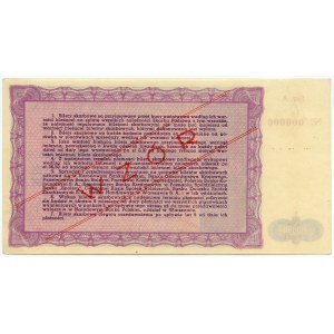 Treasury Ticket of the Ministry of Treasury of the Republic of Poland, Issue III- 03.01.1947, 100,000 zloty MODEL