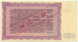 Schatzkarte des Finanzministeriums der Republik Polen, Ausgabe III- 03.01.1947, 100.000 Zloty MODELL