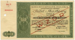 Treasury Ticket of the Ministry of Treasury of the Republic of Poland, Issue II- 25.03.1946, 1,000 zlotys MODEL