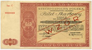 Pokladniční lístek Ministerstva financí Polské republiky, emise II- 25.03.1946, 5.000 PLN MODEL