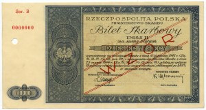 Treasury Ticket of the Ministry of Treasury of the Republic of Poland, Issue II- 25.03.1946, 10,000 zlotys MODEL