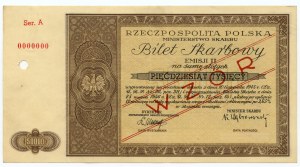 Pokladničný lístok Ministerstva financií Poľskej republiky, emisia II- 25.03.1946, 50.000 zlotých VZOR