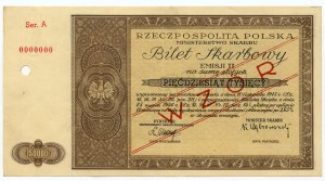 Treasury Ticket of the Ministry of Treasury of the Republic of Poland, Issue II- 25.03.1946, 50,000 zloty MODEL