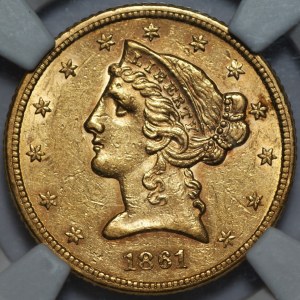 USA - 5 dolarów 1861 Filadelfia NGC AU 58