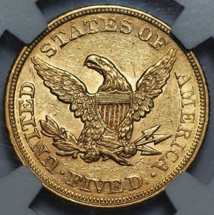 USA - 5 dolarów 1861 Filadelfia NGC AU 58