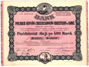 Bank of Polish Merchants... In Lodz EM. V - 50 x 500 Polish marks - NAMED