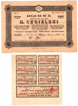 H. CEGIELSKI Towarzystwo Akcyjne - 50 zloty 1924 Poznań - RZADKA