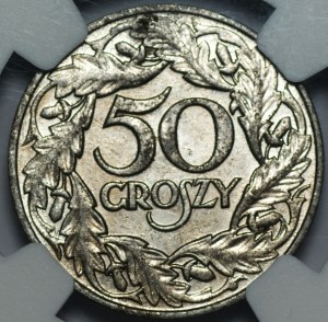 50 Groszy 1938 - NGC MS 61 - vernickeltes Eisen